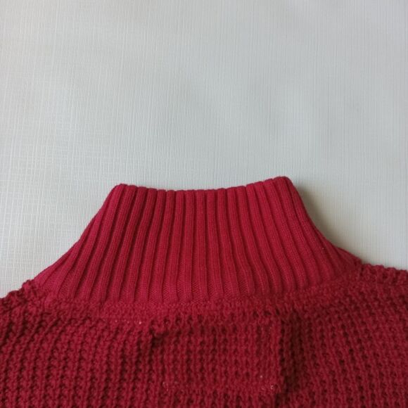 Weatherproof Vintage Red Chunky Cotton Waffle Knit Pullover Sweater Men's Large - Picture 12 of 12